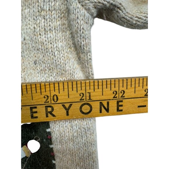 Croft & Barrow Snowman & Heart Patches Cardigan Sweater Petite PL Beige - Picture 9 of 15